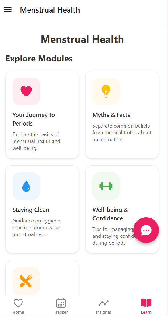 Menstrual learning modules