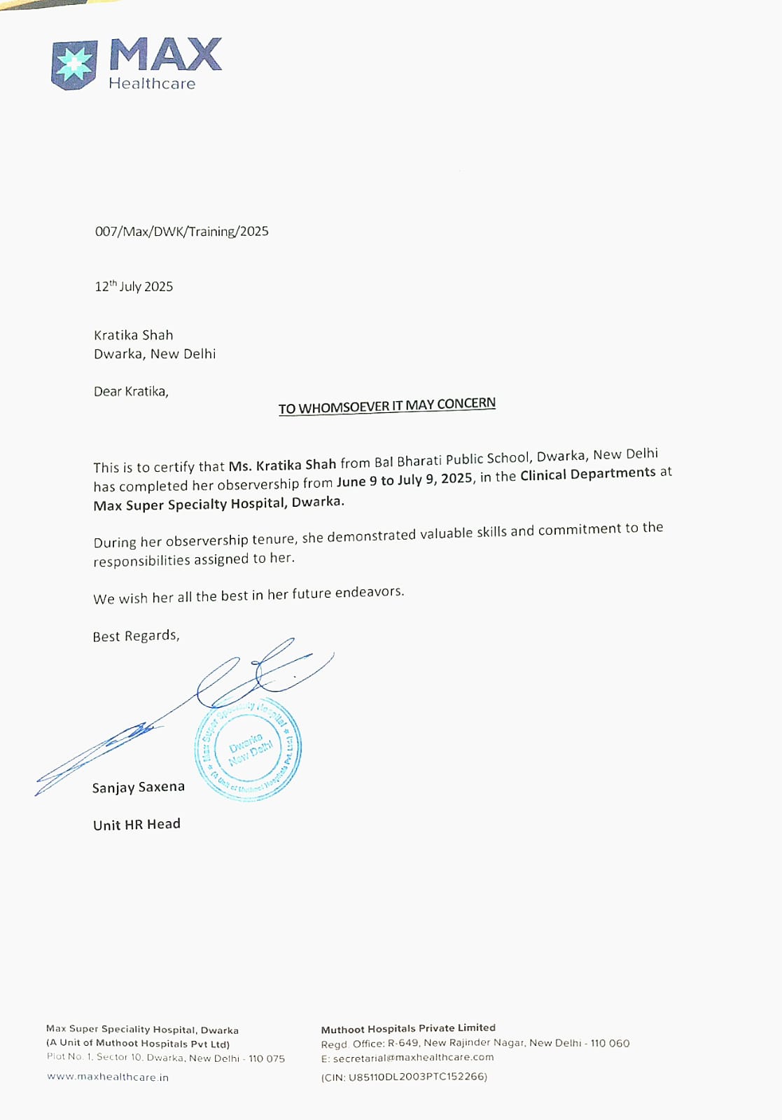 Certificate