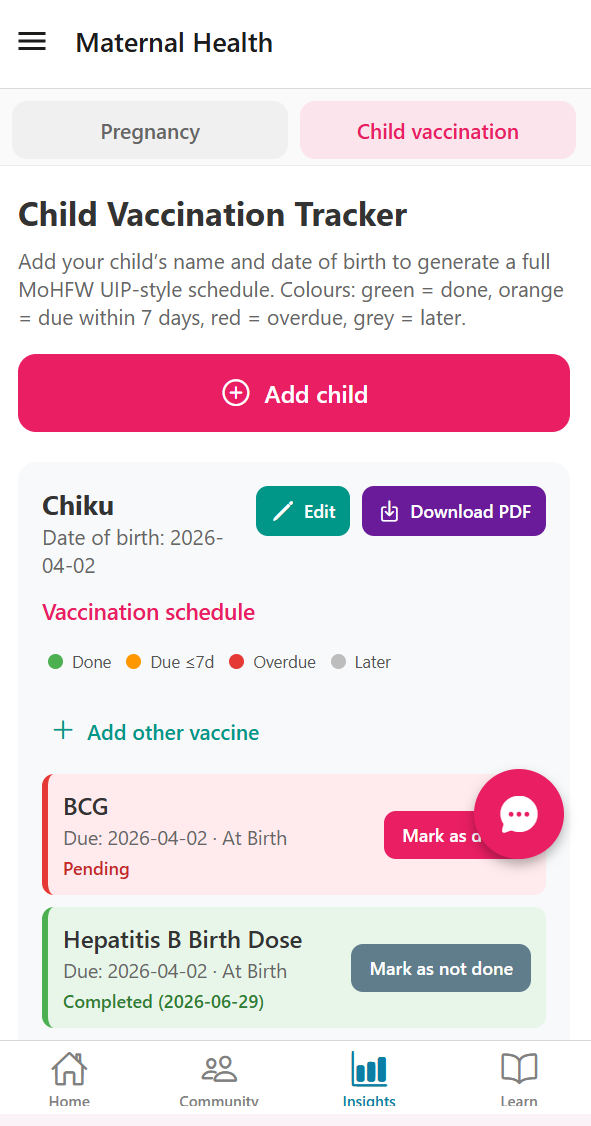 Vaccination tracker