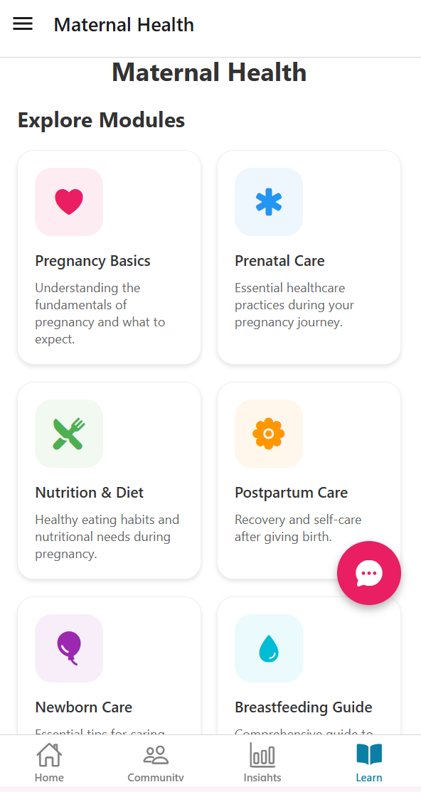 Maternal learning modules